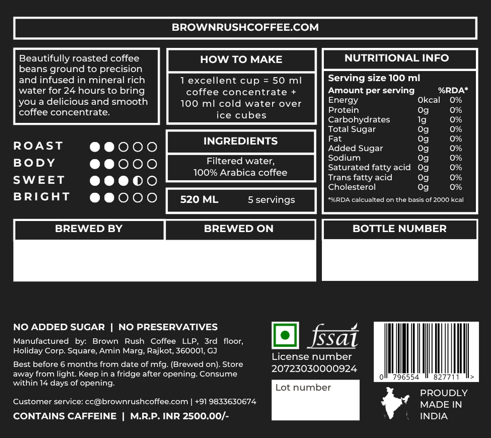 Whiskey Barrel Aged Cold Brew Concentrate - 520 ml